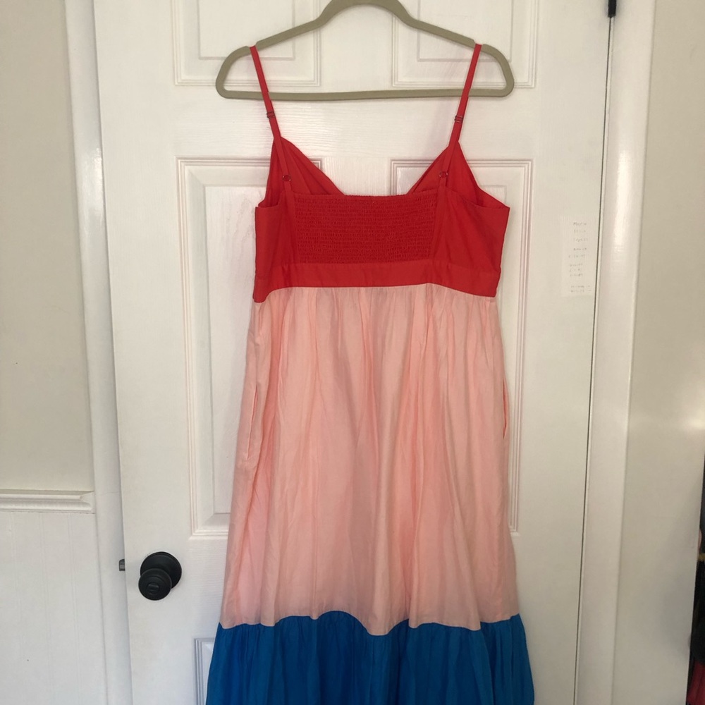 J Crew Colorblock Tie Front Cutout Midi Dress - Picture 7 of 13